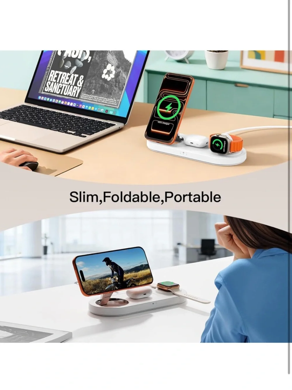 3-in-1 Wireless Charging Station for apple mag-safe charger stand
